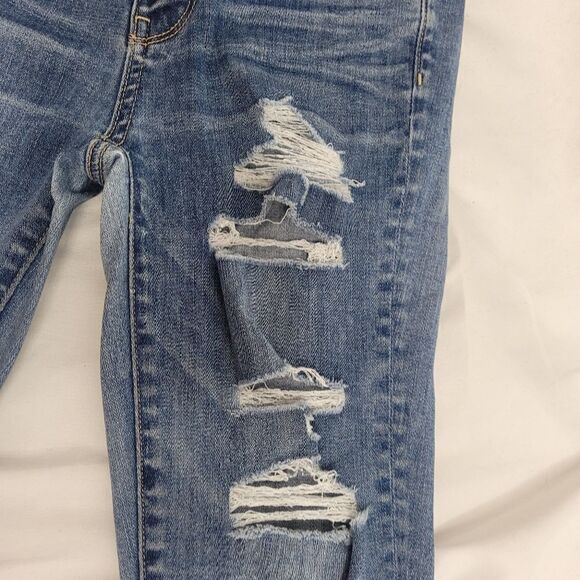 AMERICAN EAGLE hi rise distressed super stretch x jegging ankle blue jean 4‎ - Picture 4 of 11